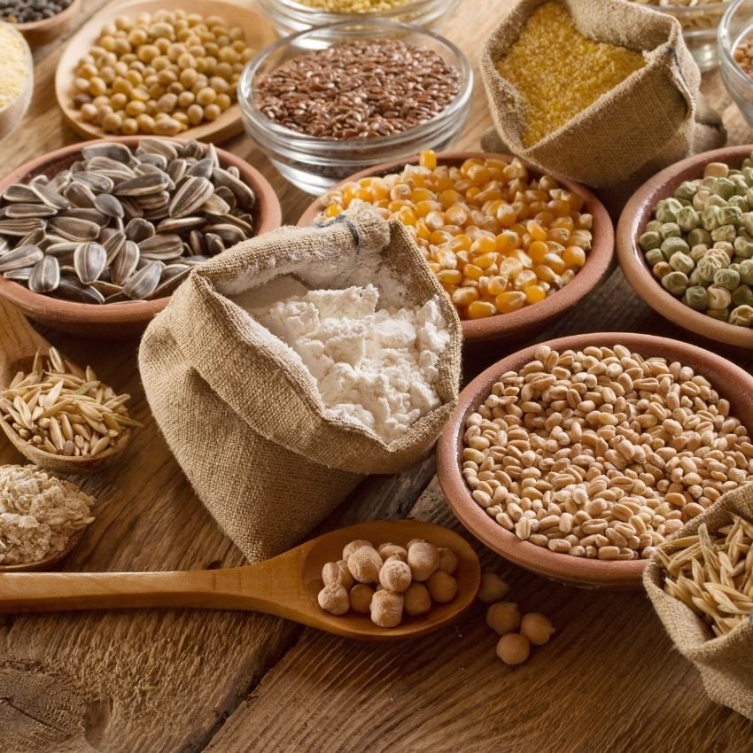 Bowls of cereal grains
